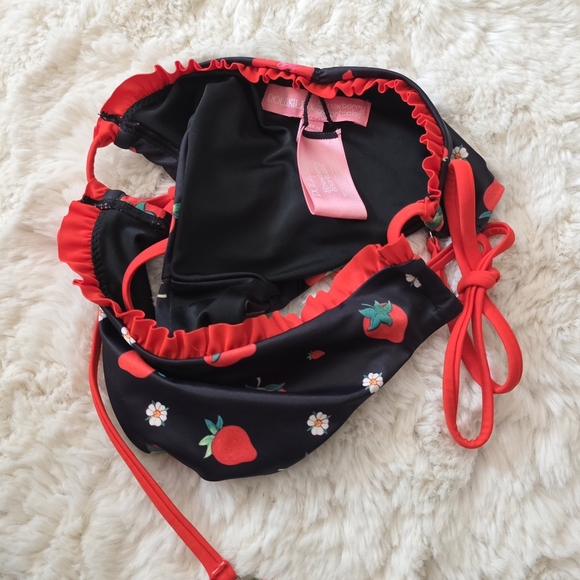 Dolls Kill x Strawberry Shortcake black and red strawberry bikini set - Picture 5 of 6